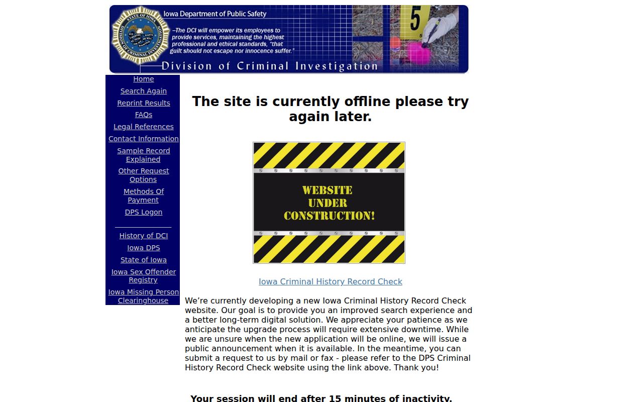 Mitchell County criminal history Iowa record check search interface
