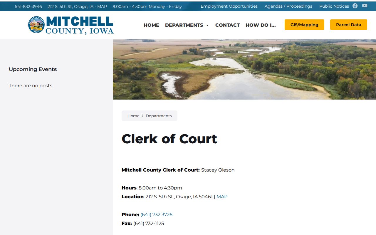Mitchell County court case records clerk page