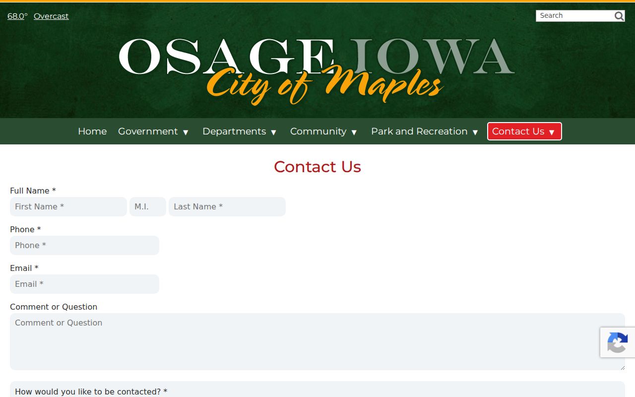 Osage police record check contact form fields